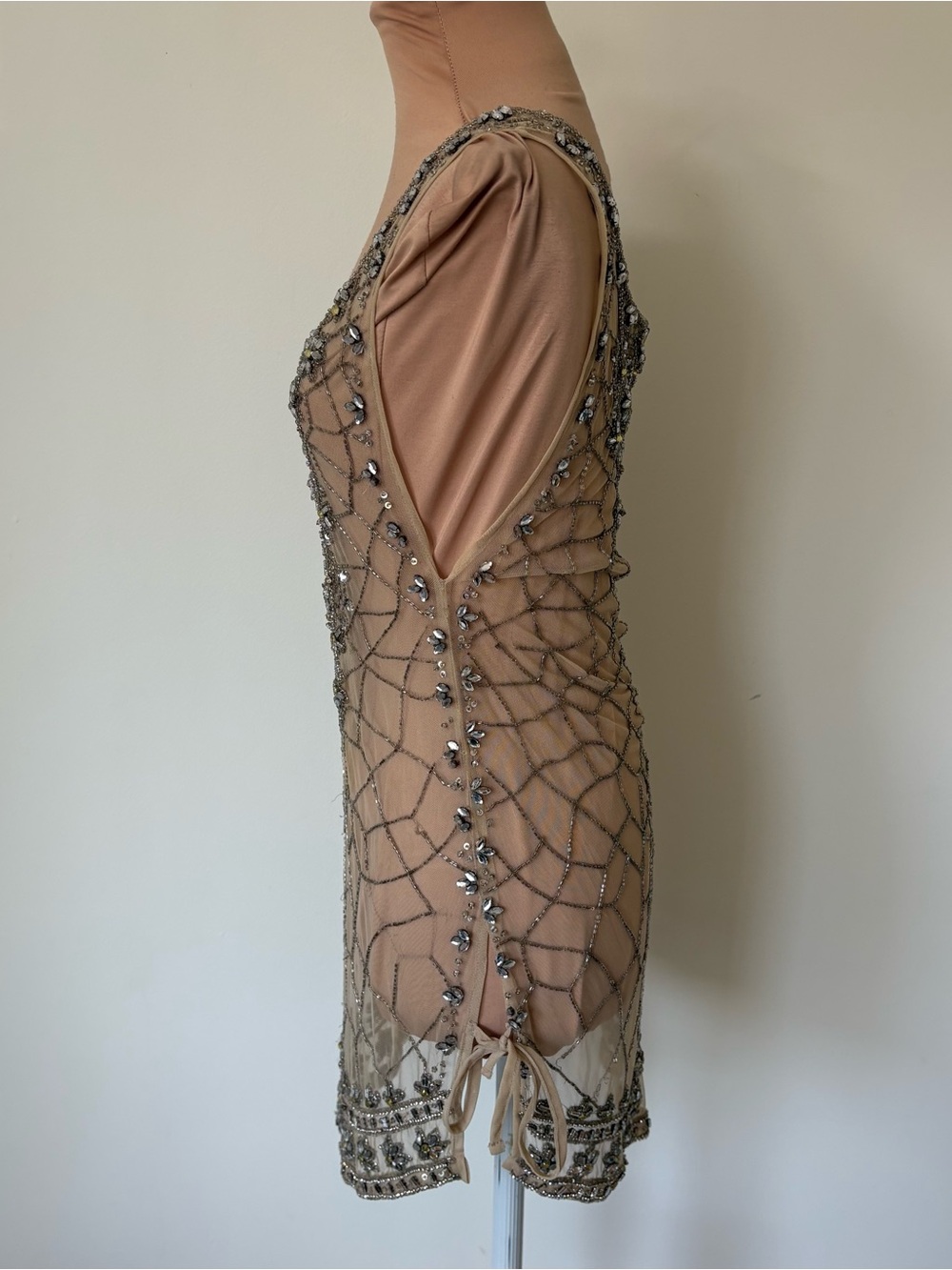 Haute Hippie Crystal Bead Embellished Sheer Art Deco Style Tunic Top Size XS - Picture 2 of 8